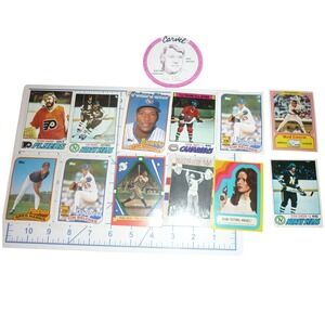 Vintage Sports Card Lot 1989 Gary Sheffield  Farrah Fawcett HOF Hockey Babe Ruth